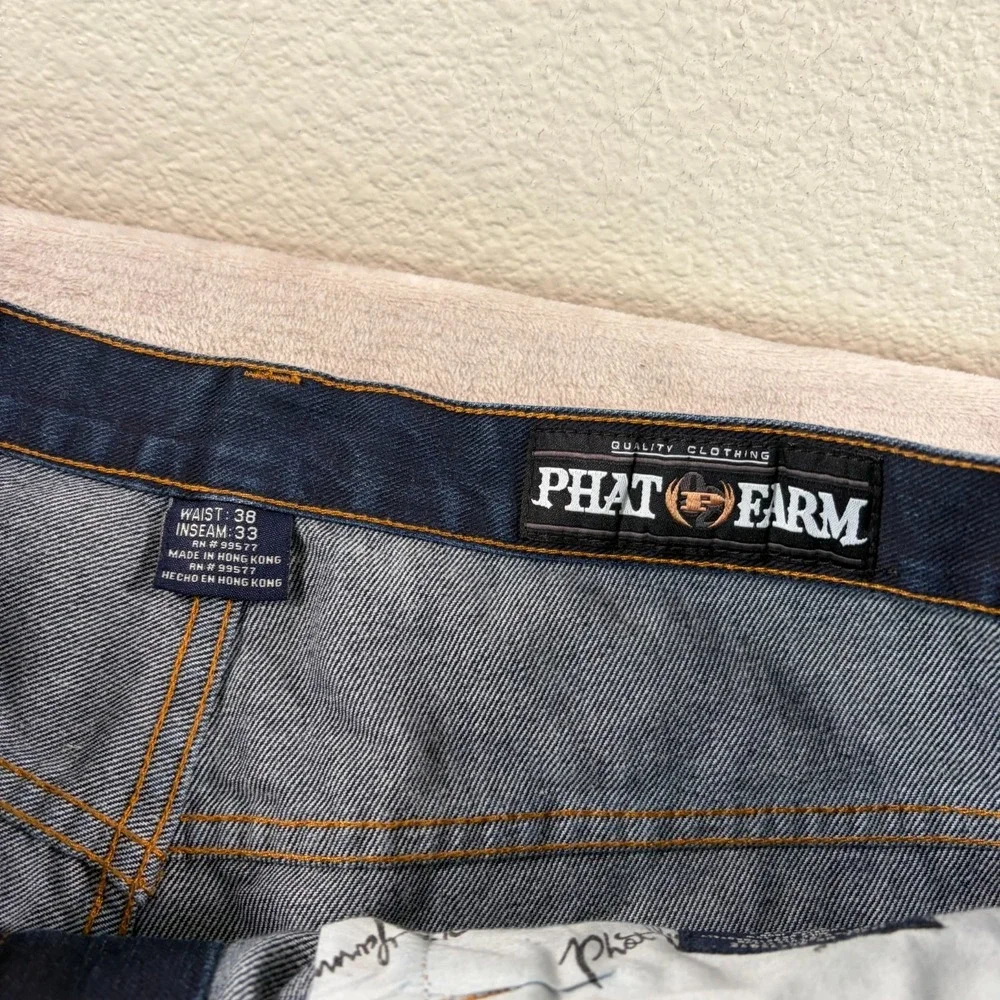 Vintage‎ Y2K Phat Farm Denim Baggy Hip Hop Jacket 3XL Jeans 38x33 Set